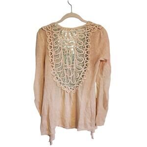 Anthropologie Knitted & Knitted Cream Knit Back Open Front Cardigan Sweater